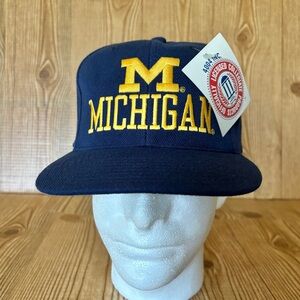 90s University of Michigan Big M Spell Out Adjustable Snapback Hat Cap w/ TAGS